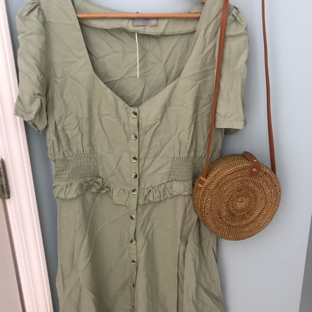 Green button down dress